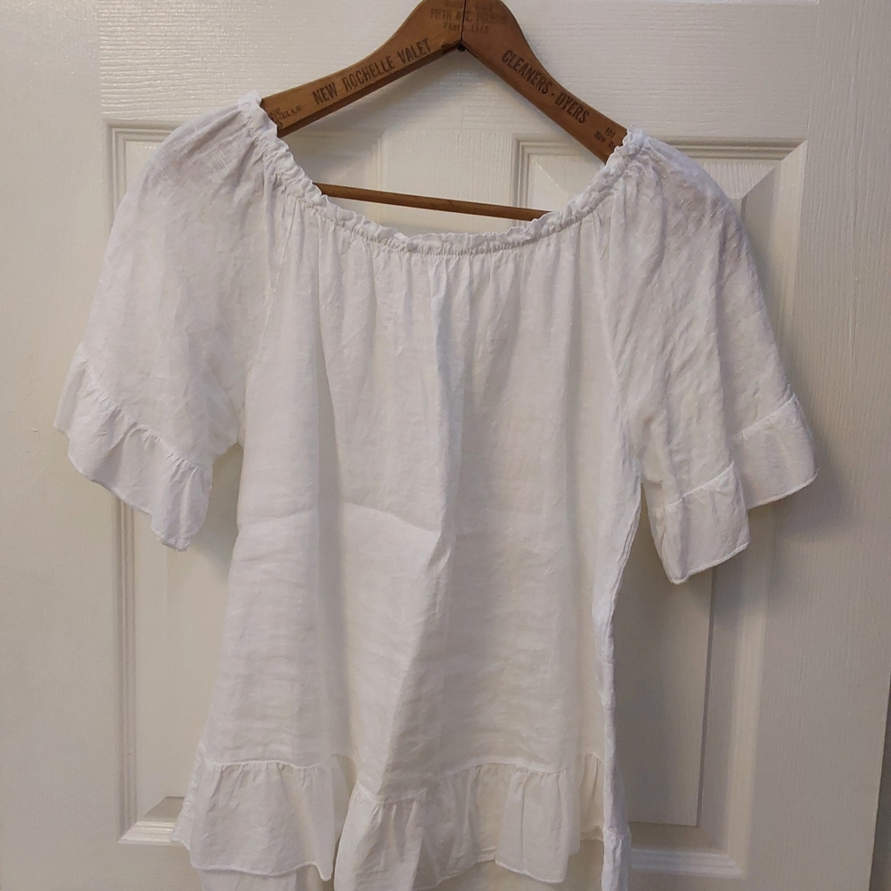 White Off-Shoulder Ruffle Top
